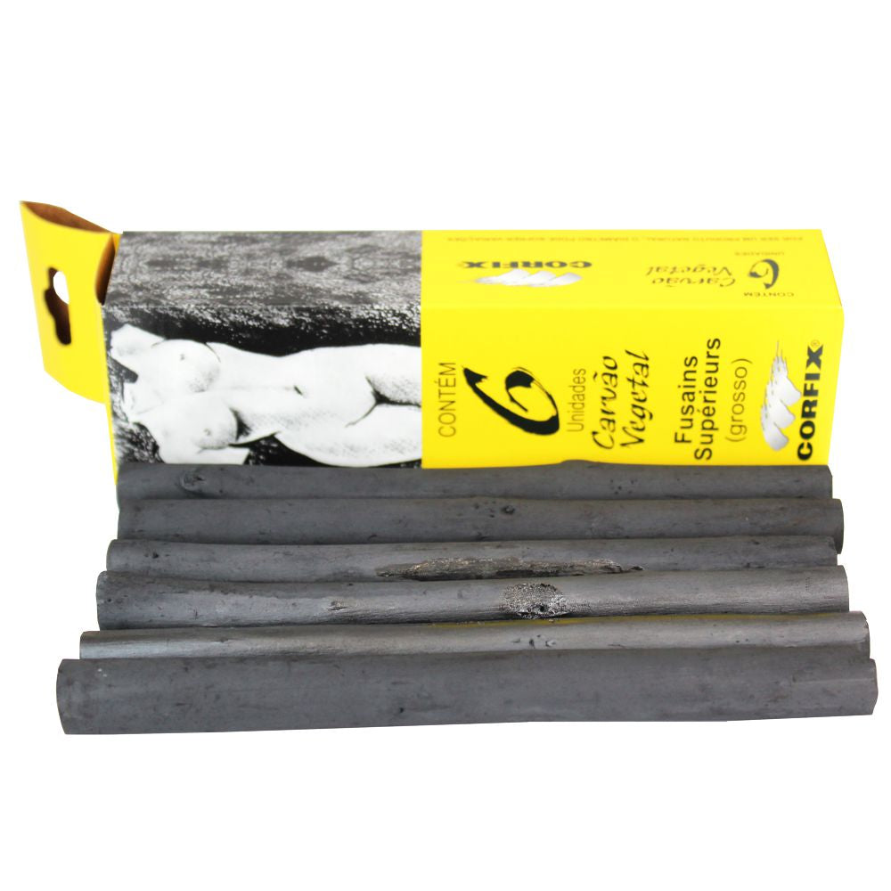 Carvão Vegetal Para Desenho Corfix c/6 Grosso